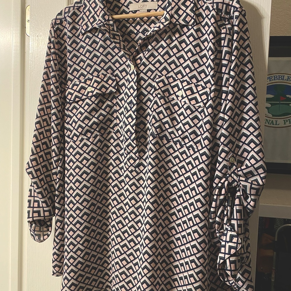 Loft plus size herringbone blouse